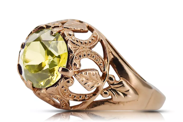 Ring Yellow Peridot Original Vintage 14K Rose Gold Vintage vrc080r